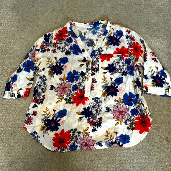 Old Navy 2X vintage floral tunic shirt wildflower print cotton womens plus - Picture 1 of 4